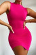 Rose Red Sexy Casual Solid Basic O Neck Sleeveless Dress