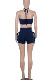 White Casual Solid Hollowed Out Patchwork Frenulum Strapless Sleeveless Two Pieces
