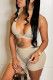 Apricot Fashion Sexy Solid Backless V Neck Sleeveless Two Pieces