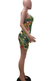 Colour Sexy Print Patchwork Spaghetti Strap Pencil Skirt Dresses