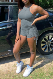 Grey Sexy Solid Patchwork O Neck Skinny Rompers