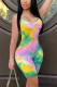 Green Fashion Sexy Printed Sling Slim Romper