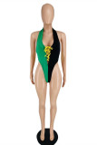 Black Green Fashion Sexy Patchwork Backless Swimwears