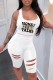 White Fashion Casual Print Ripped U Neck Sleeveless Two Pieces
