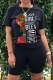 Black Casual Print Patchwork O Neck Short Sleeve Two Pieces