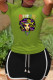 Green Casual Print Patchwork O Neck Short Sleeve Two Pieces