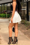 Black White Casual Print Patchwork U Neck Sleeveless Two Pieces
