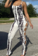 White Sexy Print Hollowed Out Skinny Jumpsuits