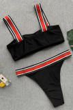Black Fashion Sexy Solid Patchwork Backless Swimwears