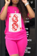 Rose Red Casual Print Patchwork O Neck Short Sleeve Two Pieces