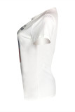 White Fashion Casual Print Basic O Neck T-Shirts