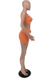 Pink Casual Sportswear Solid Vests U Neck Sleeveless Two Pieces