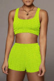 Pink Casual Solid Patchwork U Neck Sleeveless Two Pieces