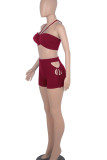 White Casual Solid Hollowed Out Patchwork Frenulum Strapless Sleeveless Two Pieces