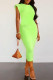 Fluorescent Green Fashion Casual Solid Basic O Neck Sleeveless Dress Dresses