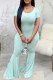 Green Fashion Casual Solid Basic O Neck Regular Jumpsuits