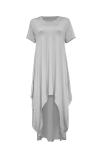 Blue Casual Solid Patchwork O Neck Irregular Dress Dresses