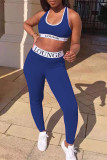 Pink Casual Sportswear Print Vests Pants U Neck Sleeveless Two Pieces