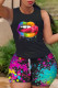 Black Fashion Casual Print Basic O Neck Sleeveless Two Pieces