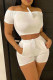 White Sexy Casual Solid Backless Off the Shoulder Short Sleeve Two Pieces