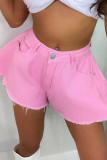 Pink Casual Solid Patchwork Loose High Waist Speaker Solid Color Bottoms