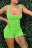 Grey Sexy Solid Hollowed Out Square Collar Skinny Rompers