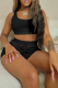 Black Casual Solid Patchwork U Neck Sleeveless Two Pieces