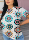 White Casual Print O Neck T-Shirts