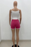 White Casual Sportswear Solid Backless Spaghetti Strap Sleeveless Two Pieces