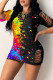 Black Sexy Casual Print Ripped O Neck Short Sleeve Dress