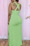 Grey Sexy Solid High Opening Halter Irregular Dress Dresses