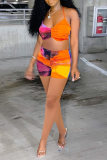 Tangerine Sexy Print Patchwork Swimwears
