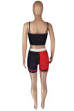 Red Black Sexy Casual Print Backless Spaghetti Strap Sleeveless Two Pieces