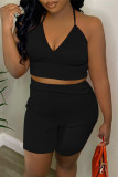 White Sexy Casual Solid Backless Spaghetti Strap Sleeveless Two Pieces