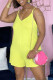 Yellow Sexy Casual Solid Backless Spaghetti Strap Regular Romper