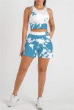 Pink Casual Sportswear Print Vests O Neck Sleeveless Two Pieces