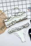 Milky Fashion Sexy Solid Backless Flounce Swimwears