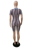 Multicolor Sexy Print Patchwork V Neck Skinny Rompers