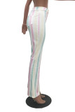 Colour Fashion Casual Striped Print Basic Regular Mid Waist Trousers