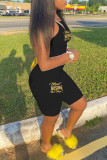 White Sexy Casual Letter Print Vests O Neck Sleeveless Two Pieces