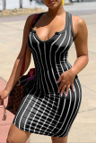 Red Sexy Print Patchwork U Neck Pencil Skirt Dresses