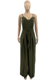 Purple Fashion Sexy Solid Backless Slit Spaghetti Strap Regular Jumpsuits