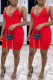 Red Sexy Casual Solid Backless V Neck Sling Dress
