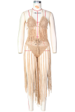 White Sexy Solid Hollowed Out Patchwork Swimwears