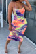 Colour Fashion Sexy Print Basic U Neck Sling Dress