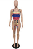 Multicolor Sexy Casual Print Asymmetrical U Neck Tops