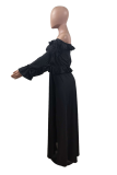 Black Casual Solid Patchwork Off the Shoulder Irregular Dress Dresses