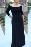 Red Elegant Solid Patchwork Off the Shoulder Straight Dresses