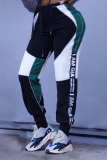 Green Casual Print Patchwork Harlan Mid Waist Harlan Positioning Print Bottoms