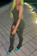 Army Green Sexy Solid Patchwork Spaghetti Strap Skinny Jumpsuits